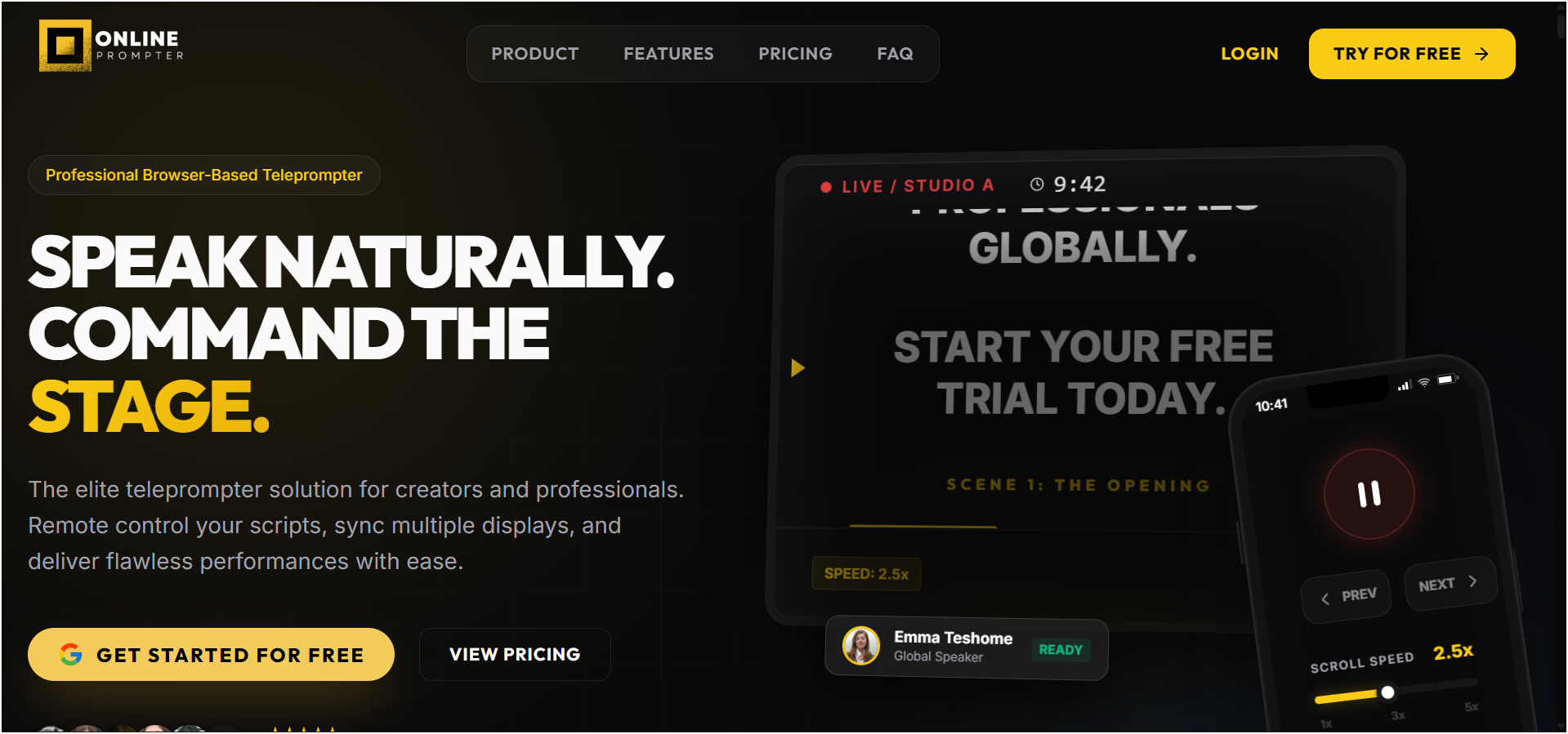 Online Prompter social preview showing a browser-based teleprompter product